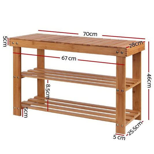 Artiss Furniture > Living Room > Shoe Storage Artiss Shoe Rack Shoe Bench 10 Pairs Bamboo