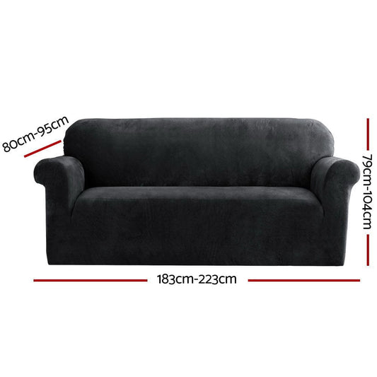 Artiss Furniture > Sofas > Sofa Accessories Artiss Sofa Cover Couch Covers 3 Seater Velvet Black