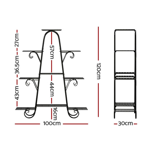 Artiss Home & Garden > Artificial Plants > Artificial Flowers & Plants Artiss Plant Stand 9 Tier Metal Flower Pot Shelf Black