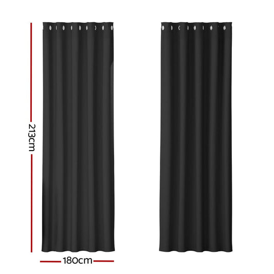 Artiss Home & Garden > Curtains > Curtains & Drapes Artiss 2X Blockout Curtains Eyelet 180x213cm Black