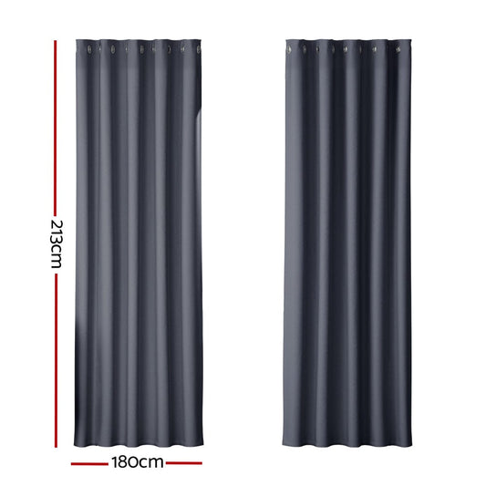 Artiss Home & Garden > Curtains > Curtains & Drapes Artiss 2X Blockout Curtains Eyelet 180x213cm Charcoal