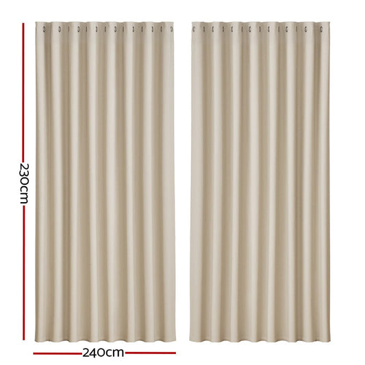 Artiss Home & Garden > Curtains > Curtains & Drapes Artiss 2X Blockout Curtains Eyelet 240x230cm Beige