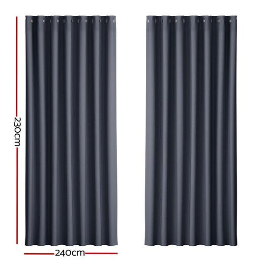 Artiss Home & Garden > Curtains > Curtains & Drapes Artiss 2X Blockout Curtains Eyelet 240x230cm Charcoal