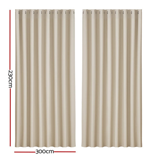 Artiss Home & Garden > Curtains > Curtains & Drapes Artiss 2X Blockout Curtains Eyelet 300x230cm Beige
