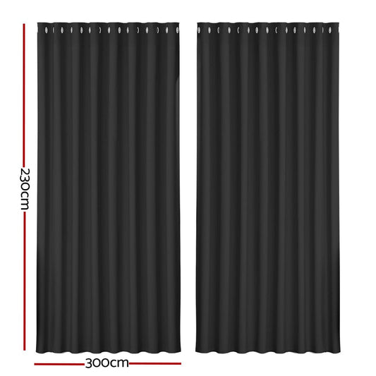 Artiss Home & Garden > Curtains > Curtains & Drapes Artiss 2X Blockout Curtains Eyelet 300x230cm Black