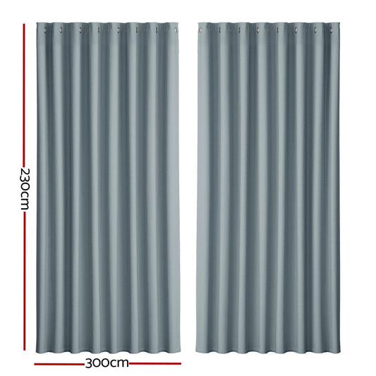 Artiss Home & Garden > Curtains > Curtains & Drapes Artiss 2X Blockout Curtains Eyelet 300x230cm Grey