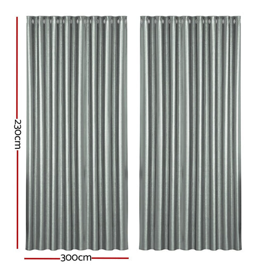 Artiss Home & Garden > Curtains > Curtains & Drapes Artiss 2X Blockout Curtains Eyelet 300x230cm Grey Shine