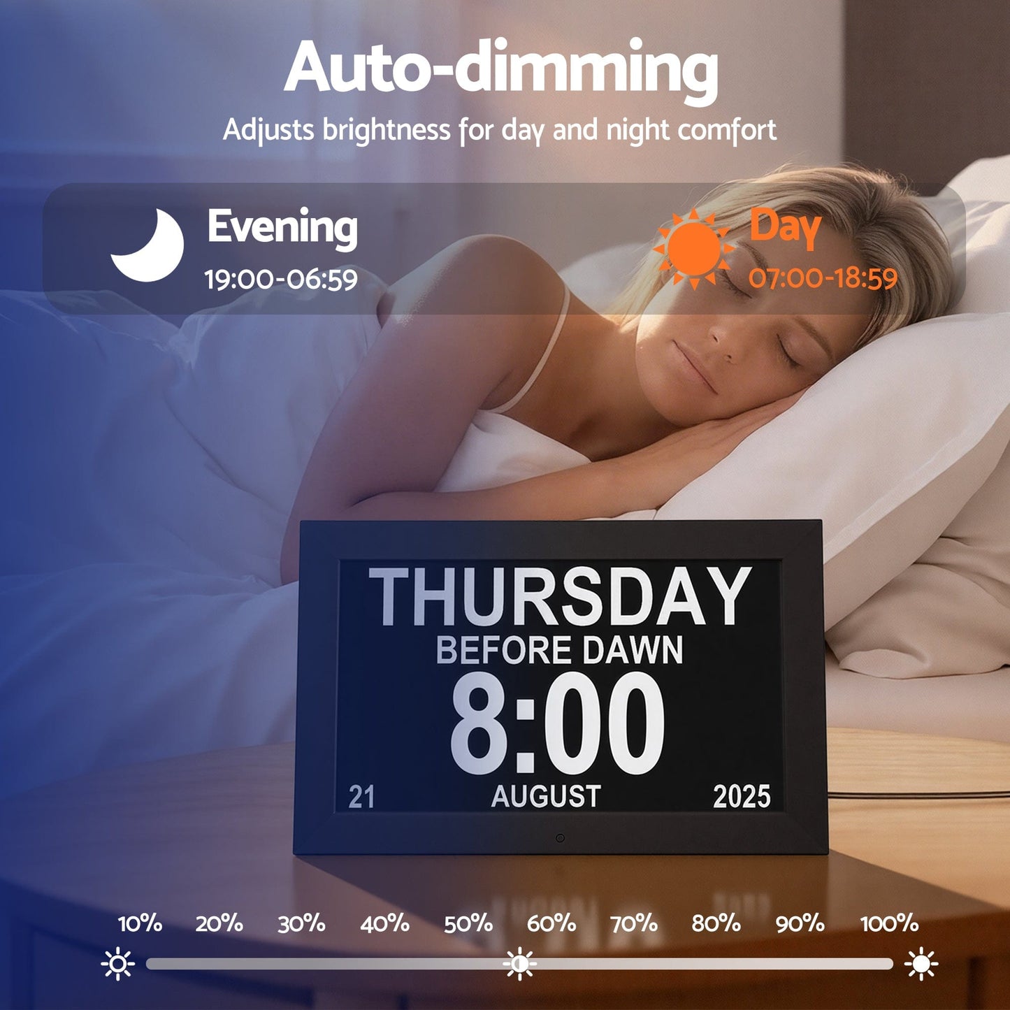 Artiss Home & Garden > Decor > Clocks Artiss 10" Digital Day Clock Alarm Calendar Dementia Date Week Desk Clocks Black