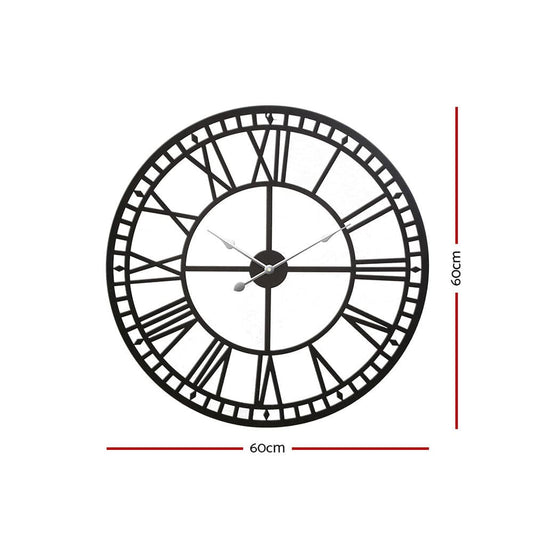 Artiss Home & Garden > Decor > Clocks Artiss 60cm Wall Clock Large Roman Numerals Metal Black