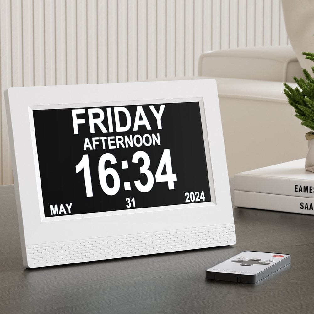 Artiss Home & Garden > Decor > Clocks Artiss 7" Digital Day Clock Calendar Alarm White