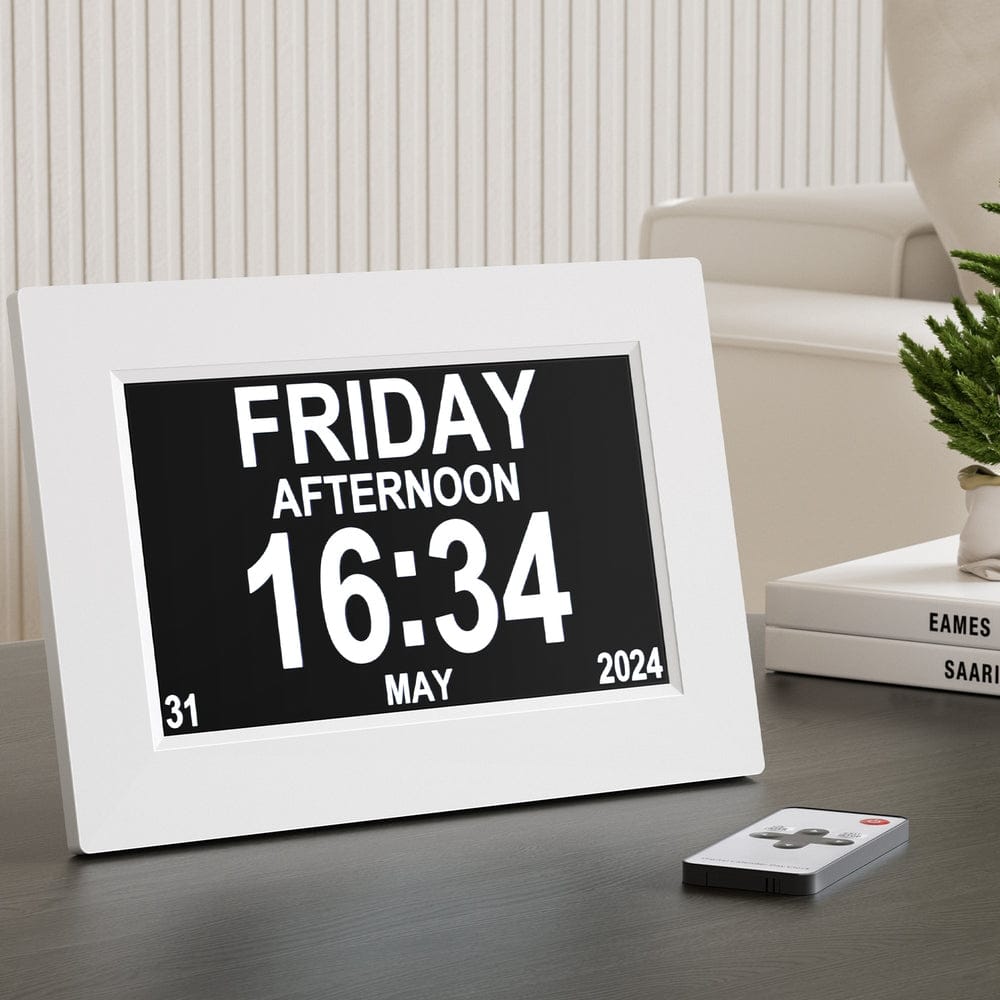 Artiss Home & Garden > Decor > Clocks Artiss 8" Digital Day Clock Calendar Alarm White