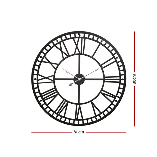 Artiss Home & Garden > Decor > Clocks Artiss 80cm Wall Clock Large Roman Numerals Metal Black