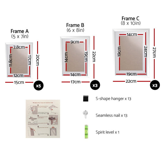 Artiss Home & Garden > Decor > Picture Frames Artiss Photo Frames Art Holder 11PCS 5x7" 6x8" 8x10" White