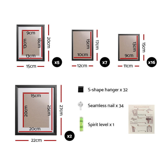Artiss Home & Garden > Decor > Picture Frames Artiss Photo Frames Art Holder 30PCS 8x10" 5x7" 4x6" 3.5x5" Black