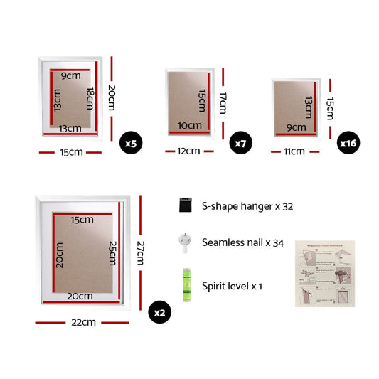 Artiss Home & Garden > Decor > Picture Frames Artiss Photo Frames Art Holder 30PCS 8x10" 5x7" 4x6" 3.5x5" White