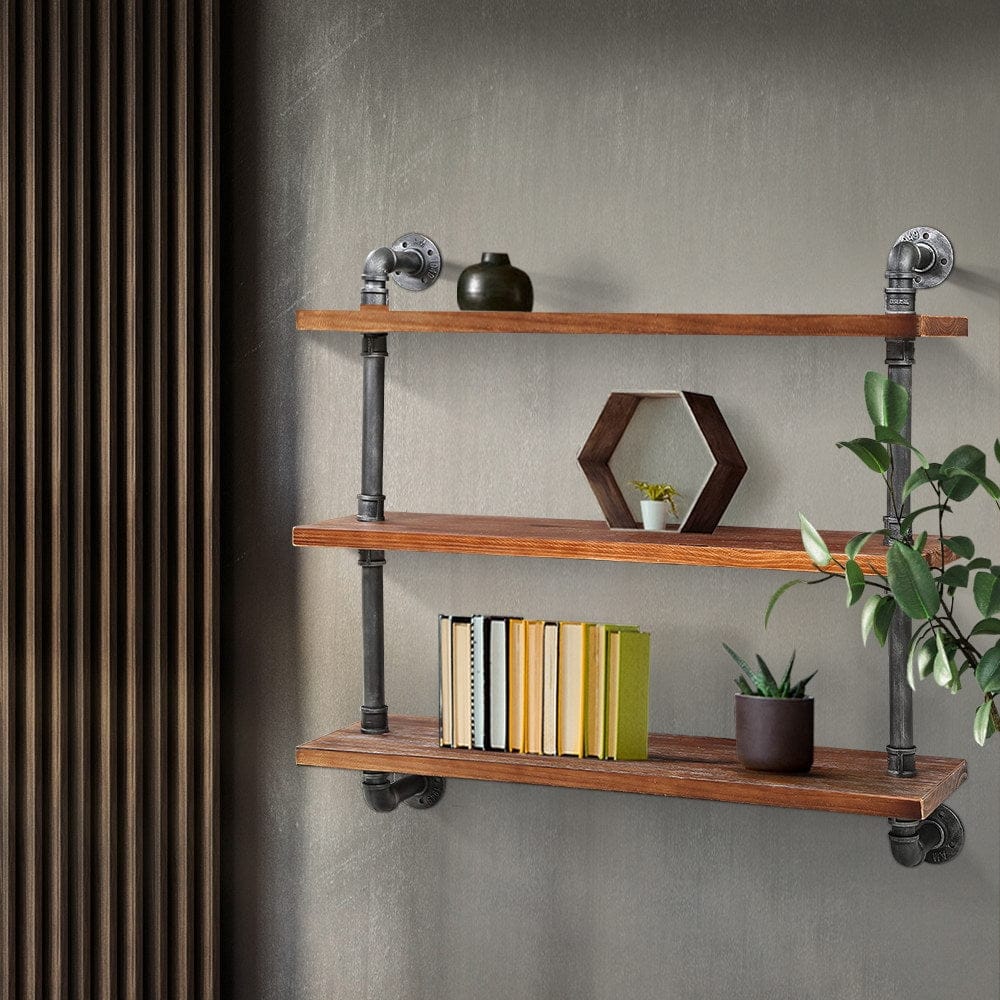 Artiss Home & Garden > DIY > Kitchen & Bathroom DIY Artiss Floating DIY Pipe Shelf 3 Tiers - ISSA