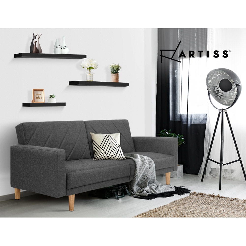 Artiss Home & Garden > DIY > Kitchen & Bathroom DIY Artiss Floating Wall Shelf Set of 3 Black