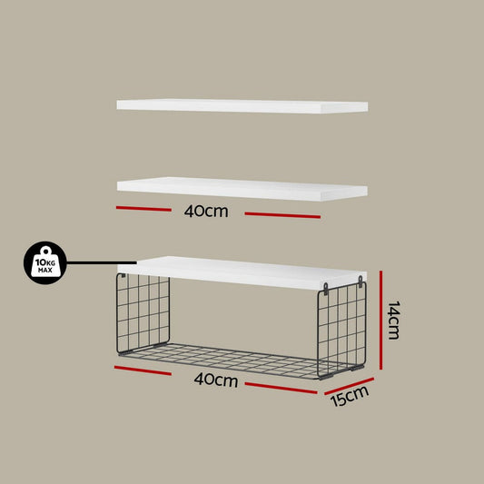 Artiss Home & Garden > DIY > Kitchen & Bathroom DIY Artiss Floating Wall Shelf Set of 3 White