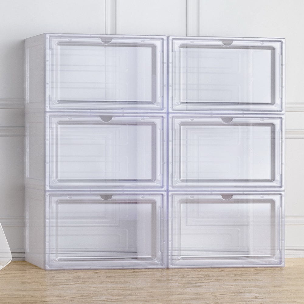 Artiss Home & Garden > Storage > Storage Boxes Artiss Shoe Box DIY Set of 6 Stackable Magnetic Door