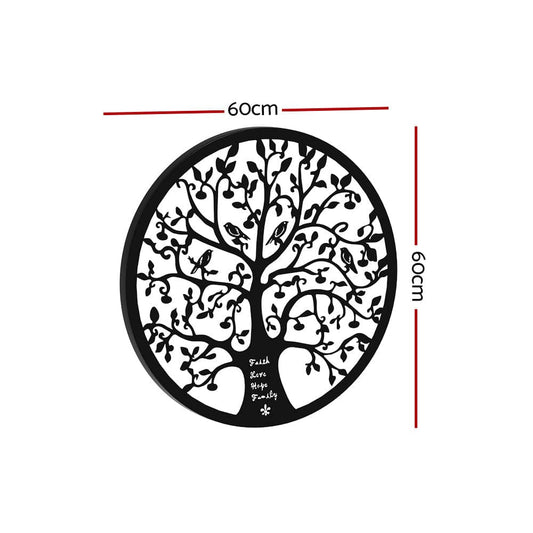 Artiss Home & Garden > Wall Art > 3D Wall Art Artiss Metal Wall Art Hanging Sculpture Home Decor Leaf Tree of Life Round Frame