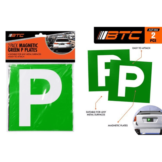 BTC 2PK Magnetic Green Probationary P Ps Plates Plate Pair Car License VIC WA