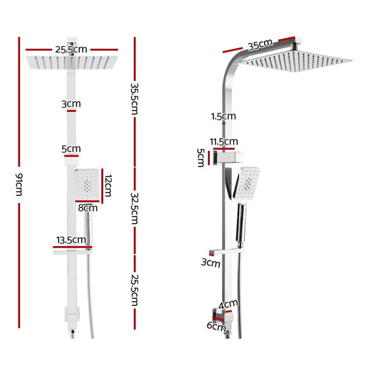 Cefito Furniture > Bathroom > Shower Heads & Screens Cefito 10'' Rain Shower Head Set Handheld Square High Pressure Chrome