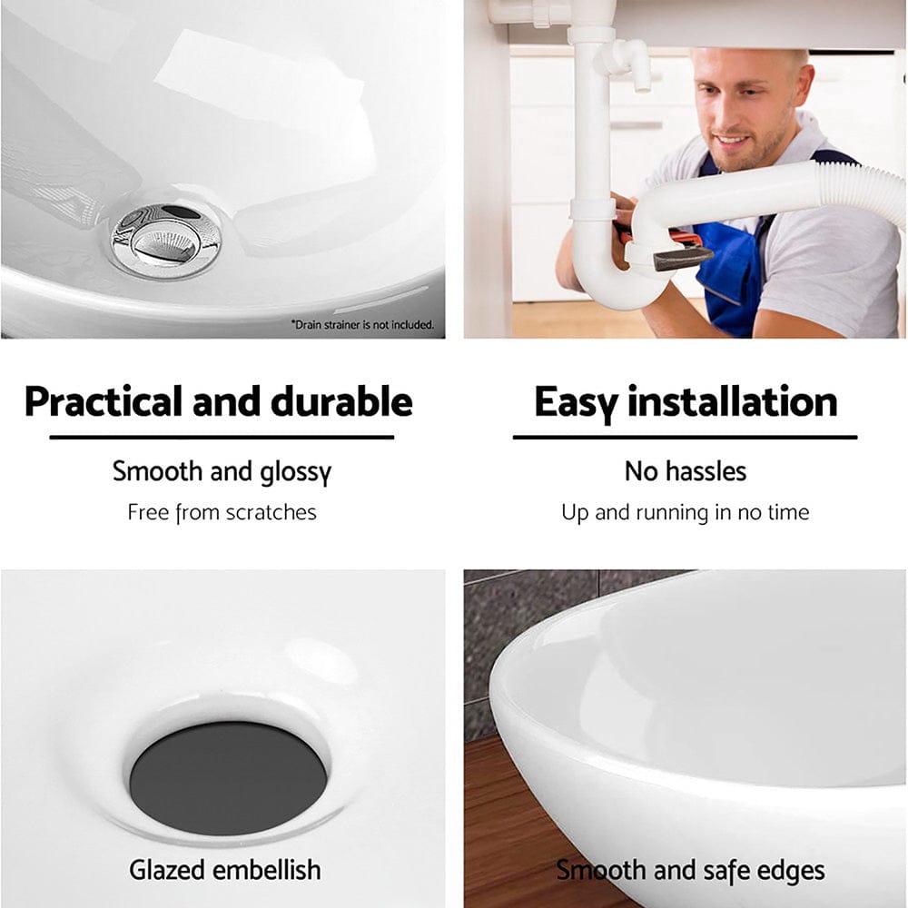 Cefito Furniture > Bathroom > Sinks Cefito Bathroom Basin Ceramic Vanity Sink Hand Wash Bowl 41x34cm