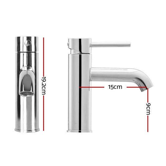 Cefito Furniture > Bathroom > Tap & Sink Accessories Cefito Bathroom Basin Mixer Tap Round Brass Faucet Vanity Laundry Chrome