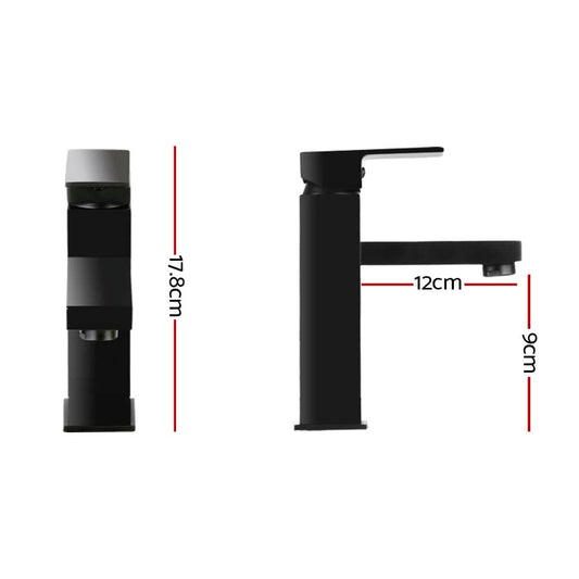 Cefito Furniture > Bathroom > Tap & Sink Accessories Cefito Bathroom Basin Mixer Tap Square Faucet Vanity Laundry Black