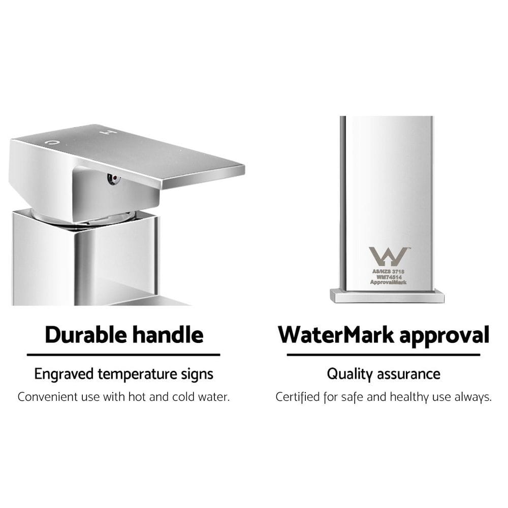 Cefito Furniture > Bathroom > Tap & Sink Accessories Cefito Bathroom Basin Mixer Tap Square Faucet Vanity Laundry Chrome
