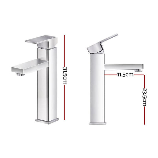 Cefito Furniture > Bathroom > Tap & Sink Accessories Cefito Bathroom Basin Mixer Tap Square Tall Faucet Vanity Laundry Chrome