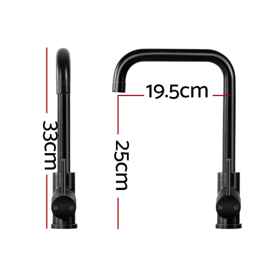Cefito Furniture > Bathroom > Tap & Sink Accessories Cefito Kitchen Mixer Tap Mixer Rectangle Sink Faucet Basin Laundry Black