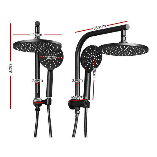 Cefito Home & Garden > Bathroom Accessories > Shower Accessories Cefito 9'' Rain Shower Head Set Handheld Round High Pressure Black