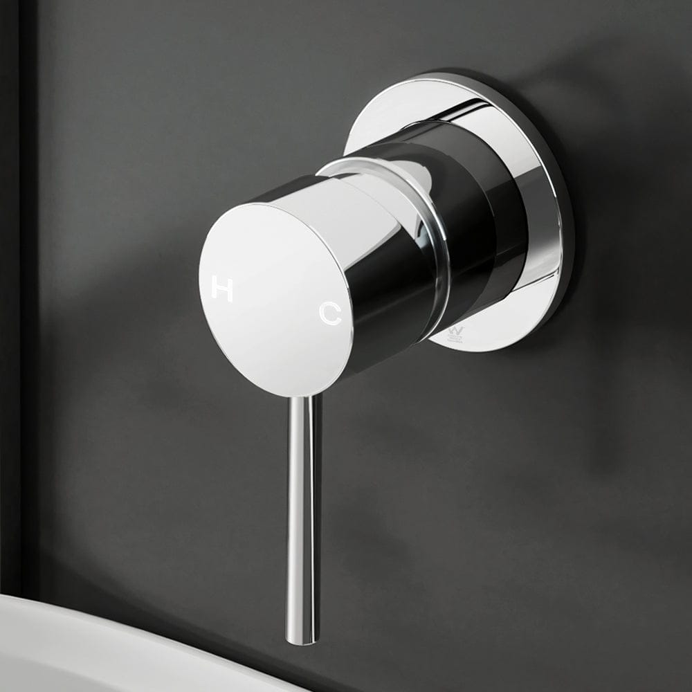 Cefito Home & Garden > Bathroom Accessories > Shower Accessories Cefito Basin Mixer Wall Tap Round Brass Faucet Shower Bathtub Chrome