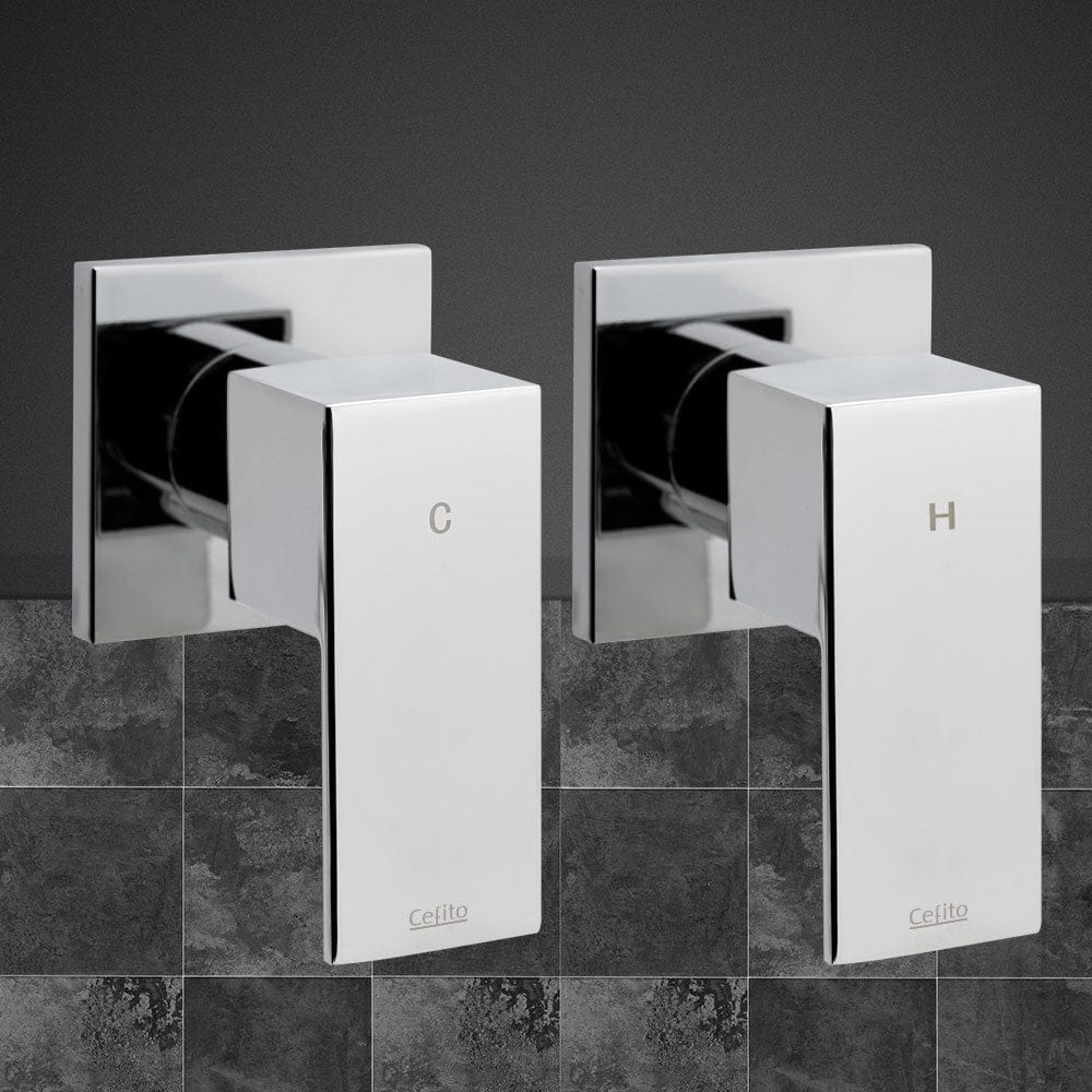 Cefito Home & Garden > Bathroom Accessories > Shower Accessories Cefito Shower Twins Tap Wall Bath Taps Brass Hot Cold Basin Bathroom Chrome
