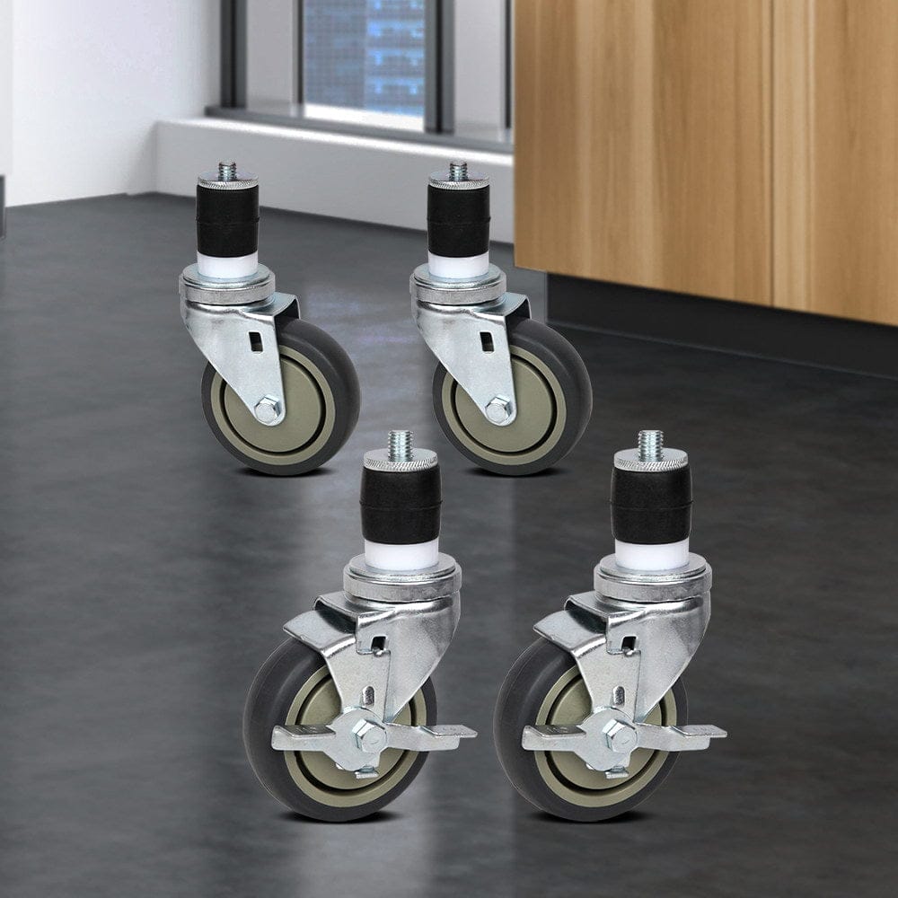 Cefito Home & Garden > DIY > Kitchen & Bathroom DIY Cefito 4" Swivel Castor Wheels Stainless Steel Kitchen Bench Set of 4