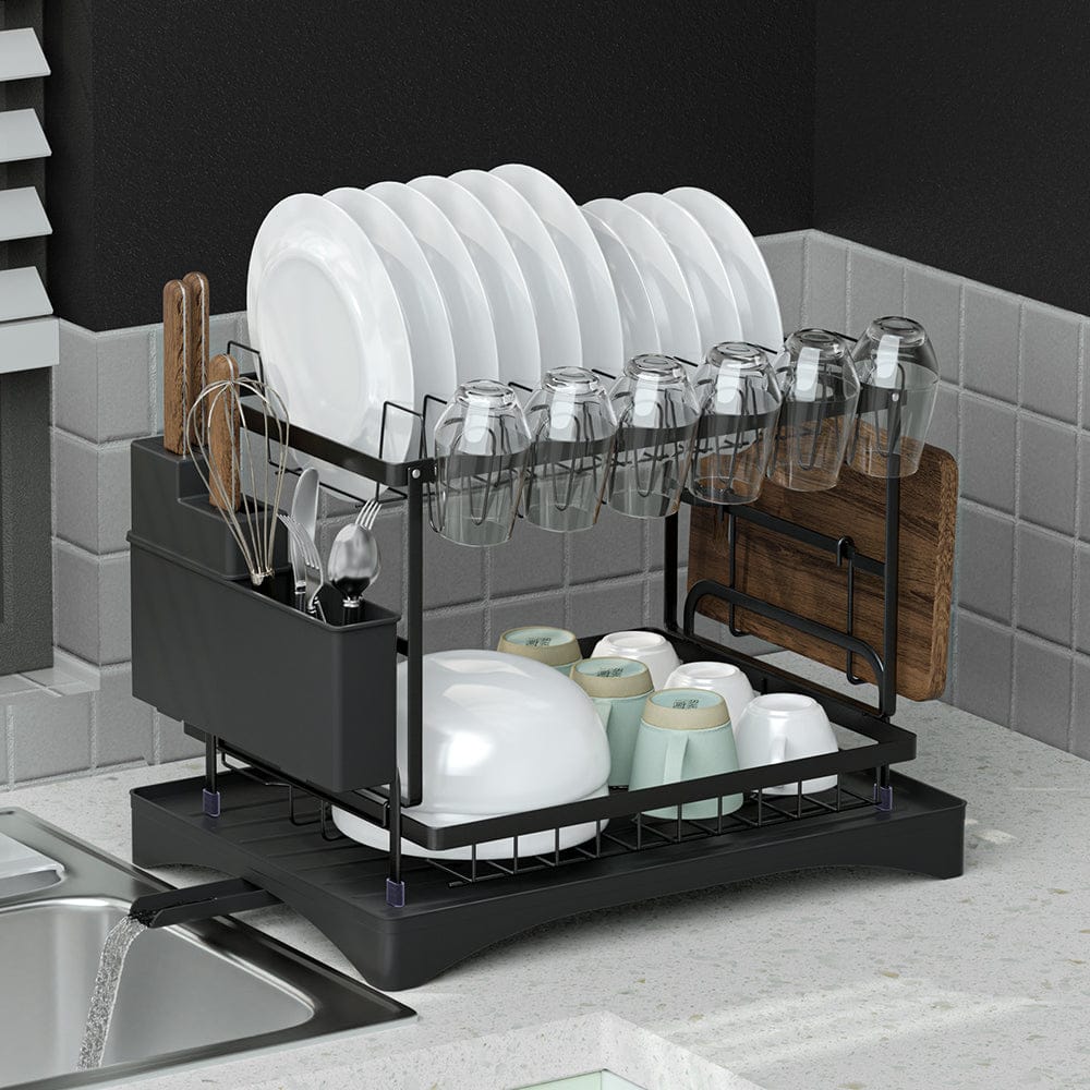 Cefito Home & Garden > Kitchenware > Dish Racks Cefito Dish Rack Expandable Drying Drainer Cutlery Holder Tray Kitchen 2 Tiers