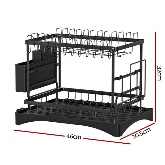 Cefito Home & Garden > Kitchenware > Dish Racks Cefito Dish Rack Expandable Drying Drainer Cutlery Holder Tray Kitchen 2 Tiers