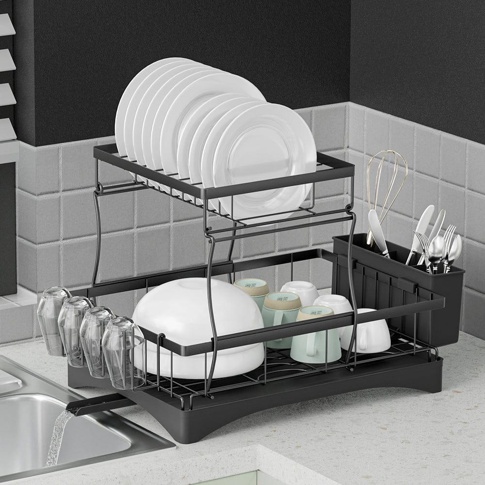 Cefito Home & Garden > Kitchenware > Dish Racks Cefito Dish Rack Expandable Drying Drainer Cutlery Holder Tray Kitchen 2 Tiers