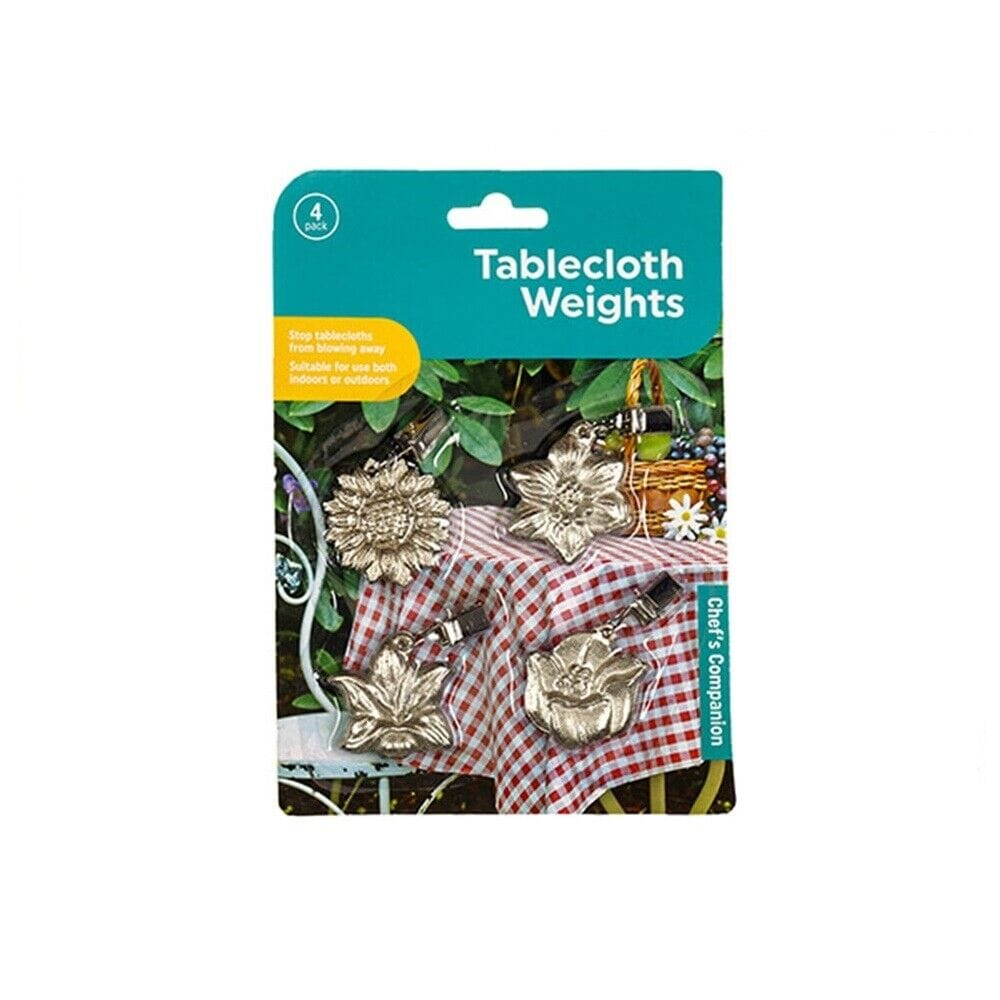 Chefs Companion Tablecloth Weights Flower 4 X Tablecloth Table Cloth Cover Weight Clip Clamp Silver Metal Party Picnic