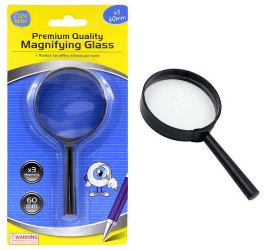 Class Mate Magnifier 60mm Jet Black Magnifying Glass Lens Tool Magnifier Zoom Reading Repair Craft