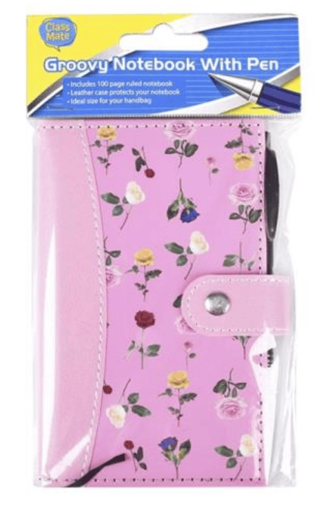 Class Mate Notebook Pink Leather Notebook Binder Budget Planner Organizer Cover Pockets Sheets With Pen