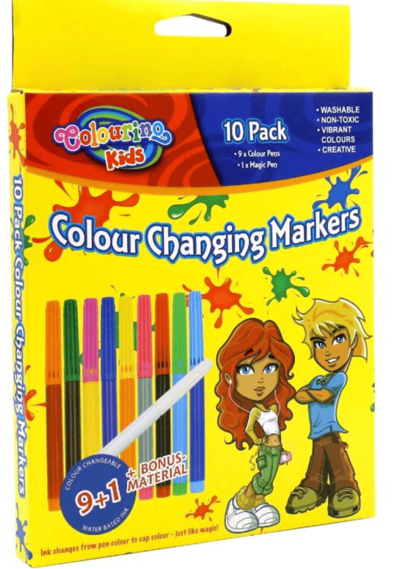 Colouring Kids 10PK Color Changing Markers with Magic Pen 16CM Non Toxic Washable Water Based