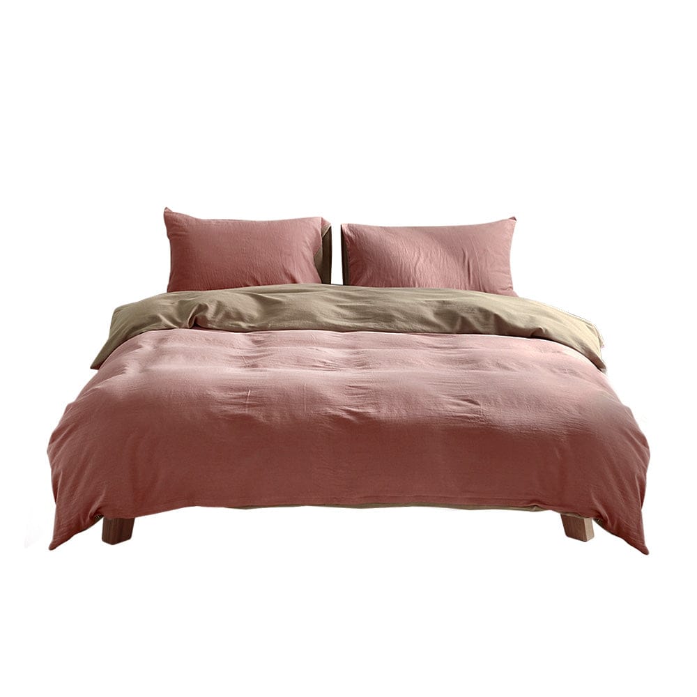 Cosy Club Home & Garden > Bedding > Duvet Covers Cosy Club Cotton Cover Quilt Cover Set Blush Beige Double