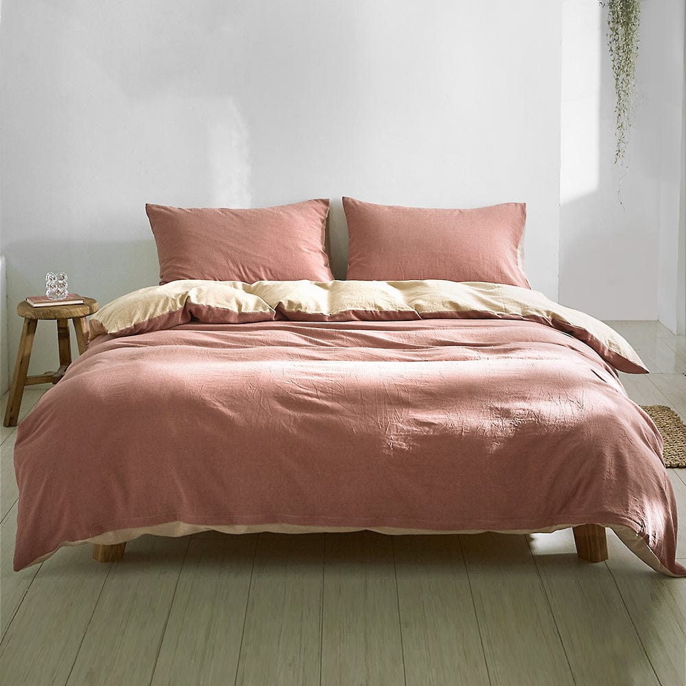 Cosy Club Home & Garden > Bedding > Duvet Covers Cosy Club Cotton Cover Quilt Cover Set Vanilla Rhubarb Single