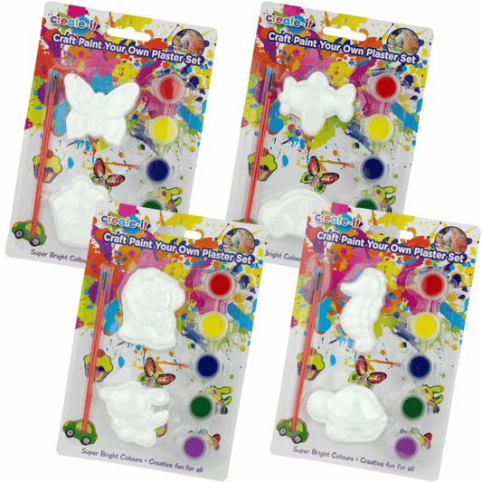 Create-it Plaster Painting 1x Set Mini Craft Paint Your Own Plaster Colour Painting Kit Party Arts Crfats
