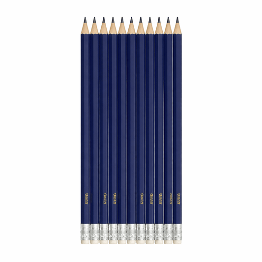 DATS 10pk Pencil Blue Barrel HB Lead with Eraser School Home Office Stationery