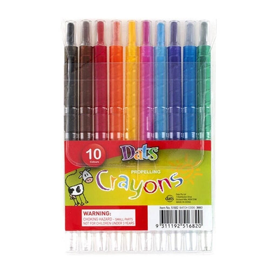 Dats Crayons 10 Propelling Crayons Assorted Colours Twist Crayon Non Toxic Kids Painting