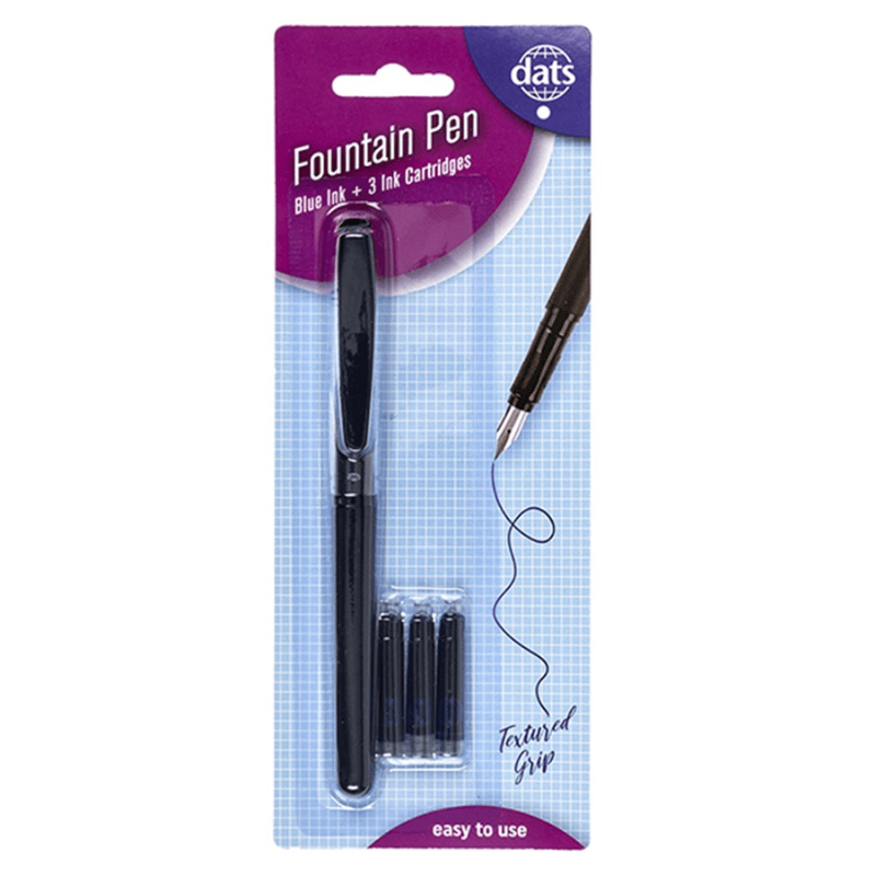 DATS Pens Pen Fountain 3 Ink Cartridges Blue Ink School Office stationery Office Art Craft