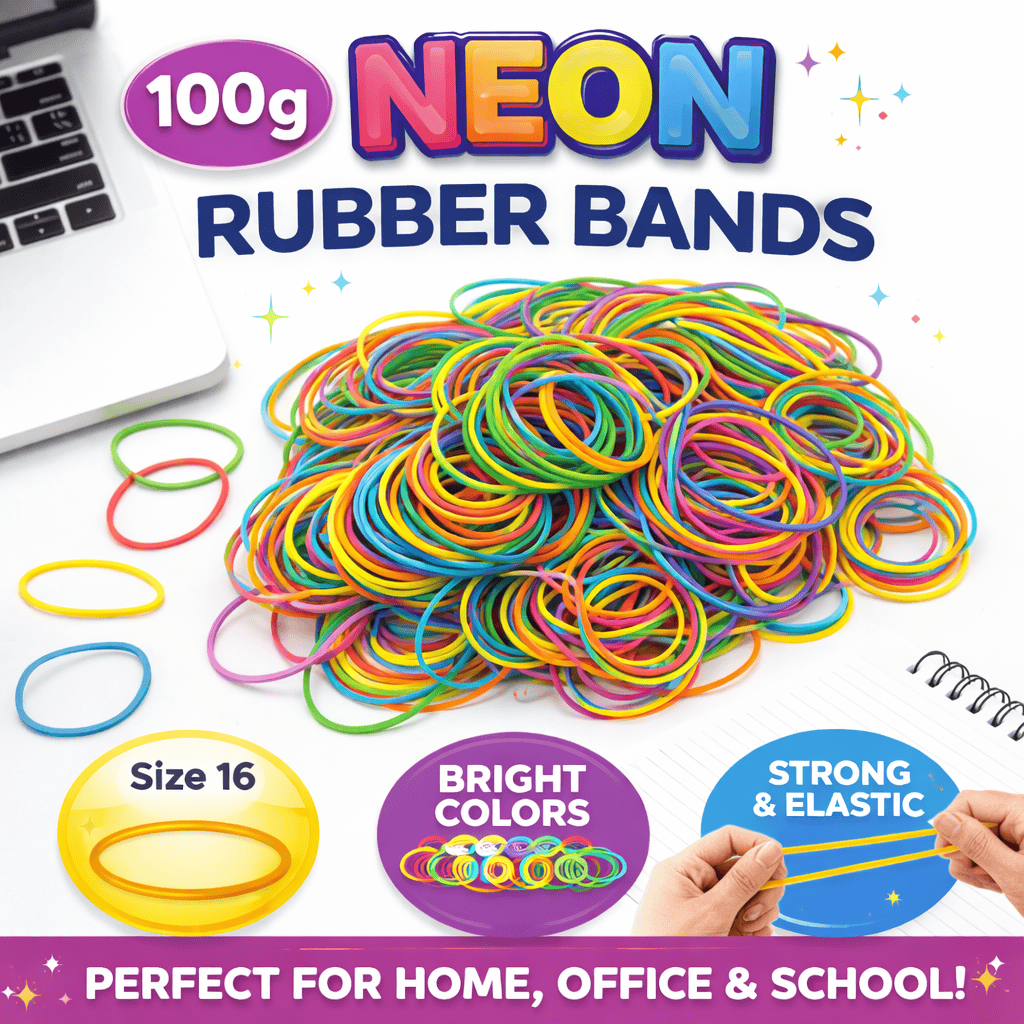 DATS Rubber Bands 100g Rubber Band Mixed Colour Bands Size 16 60x1.5mm Elastic Home Office